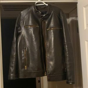 Guess Cafe Racer Leather Jacket